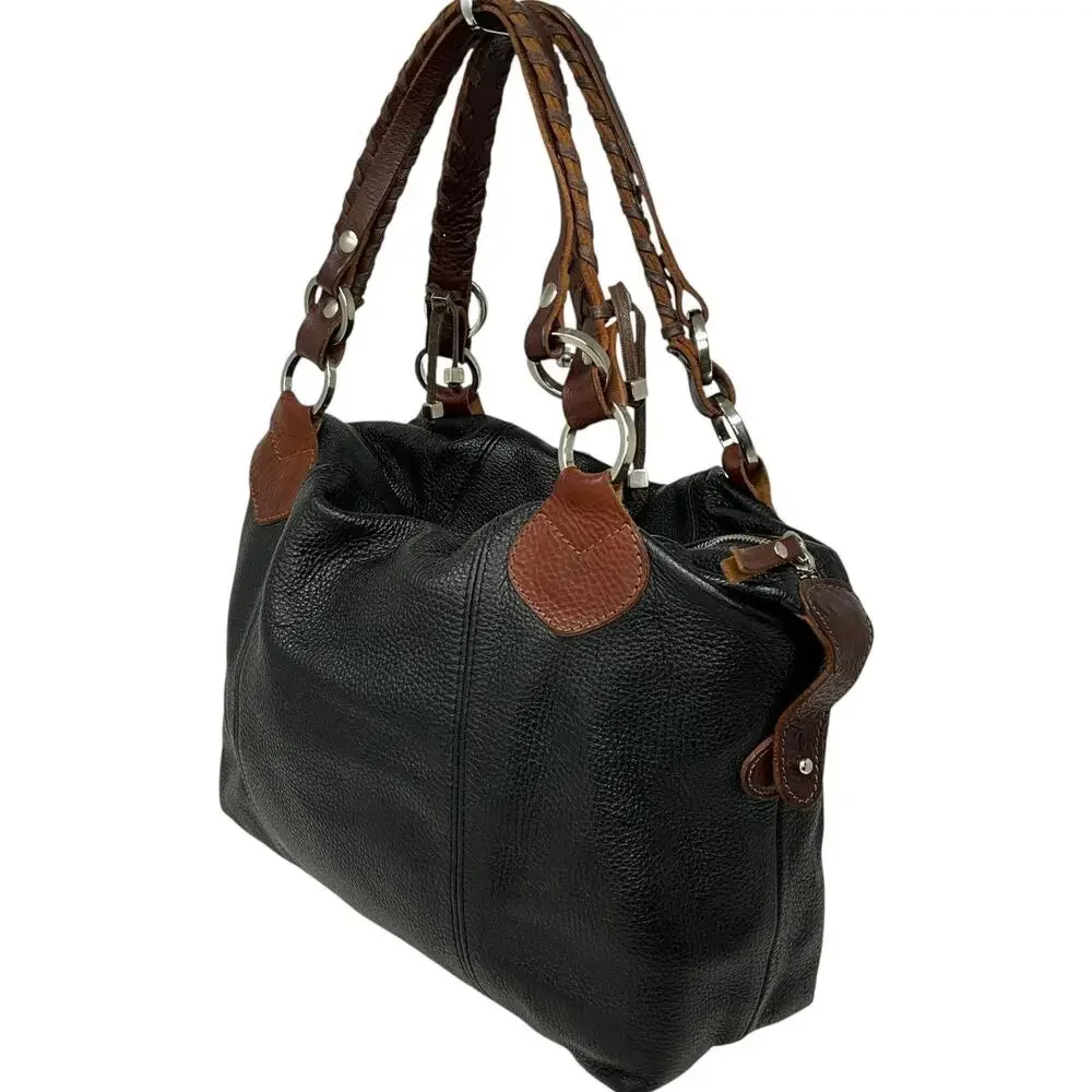 Pauric Sweeney Satchel Bag Womens Large Black Brown Leather Made In Italy